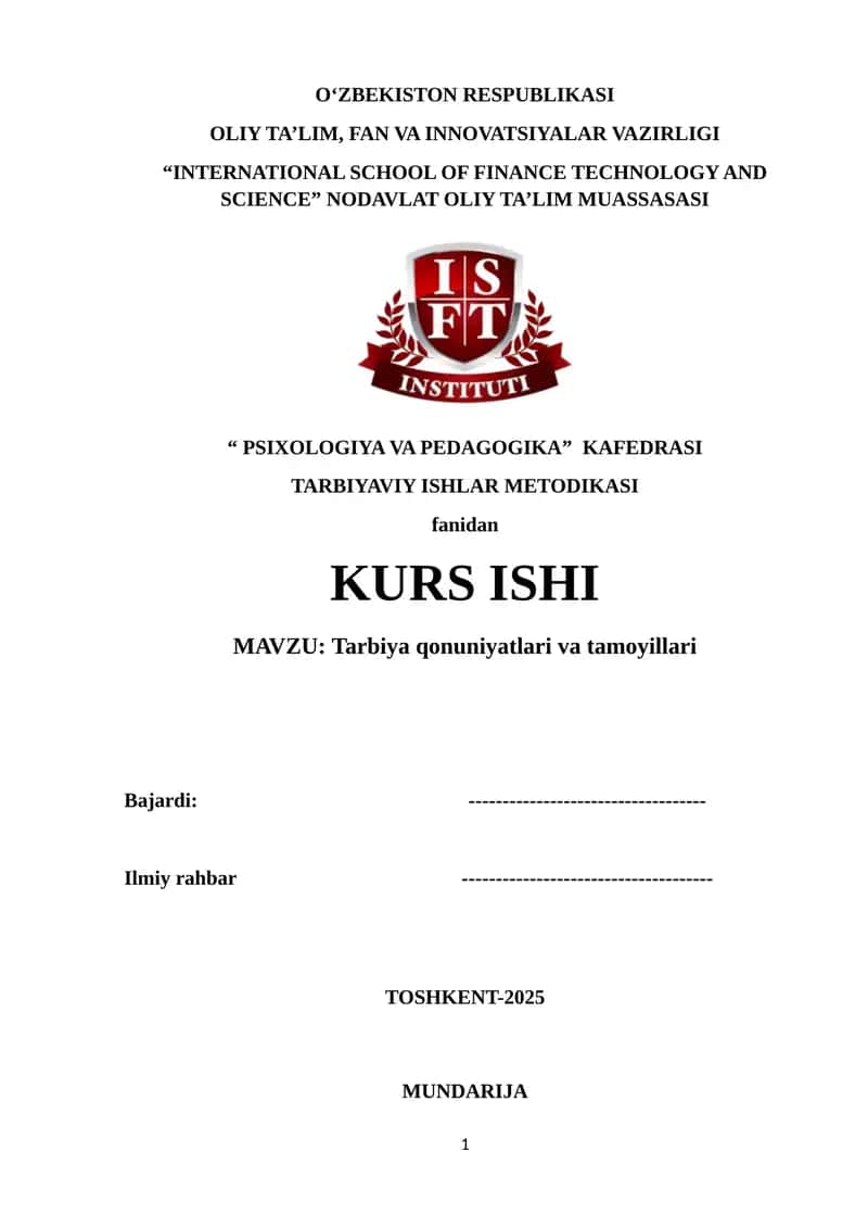 TARBIYAVIY ISHLAR METODIKASI