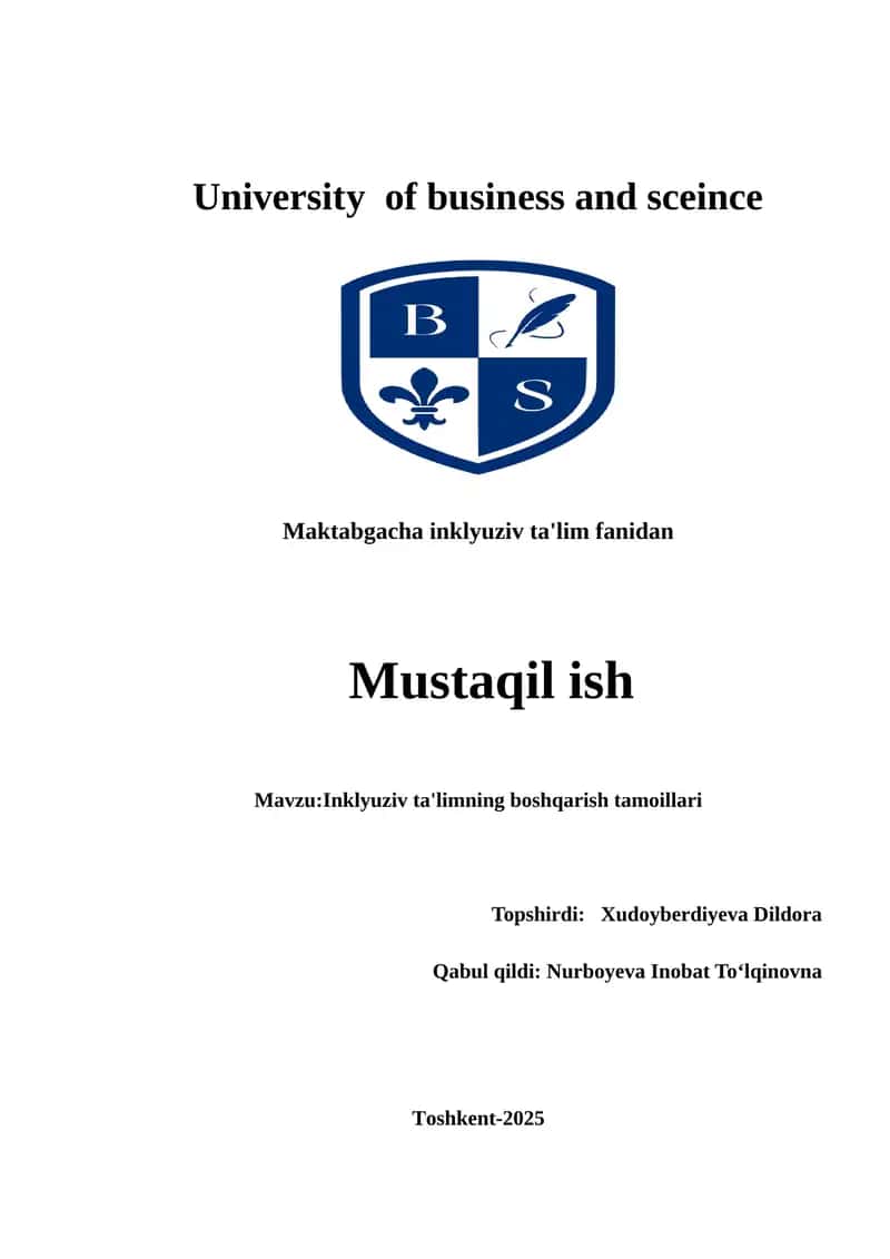 Inklyuziv ta'limning boshqarish tamoillari