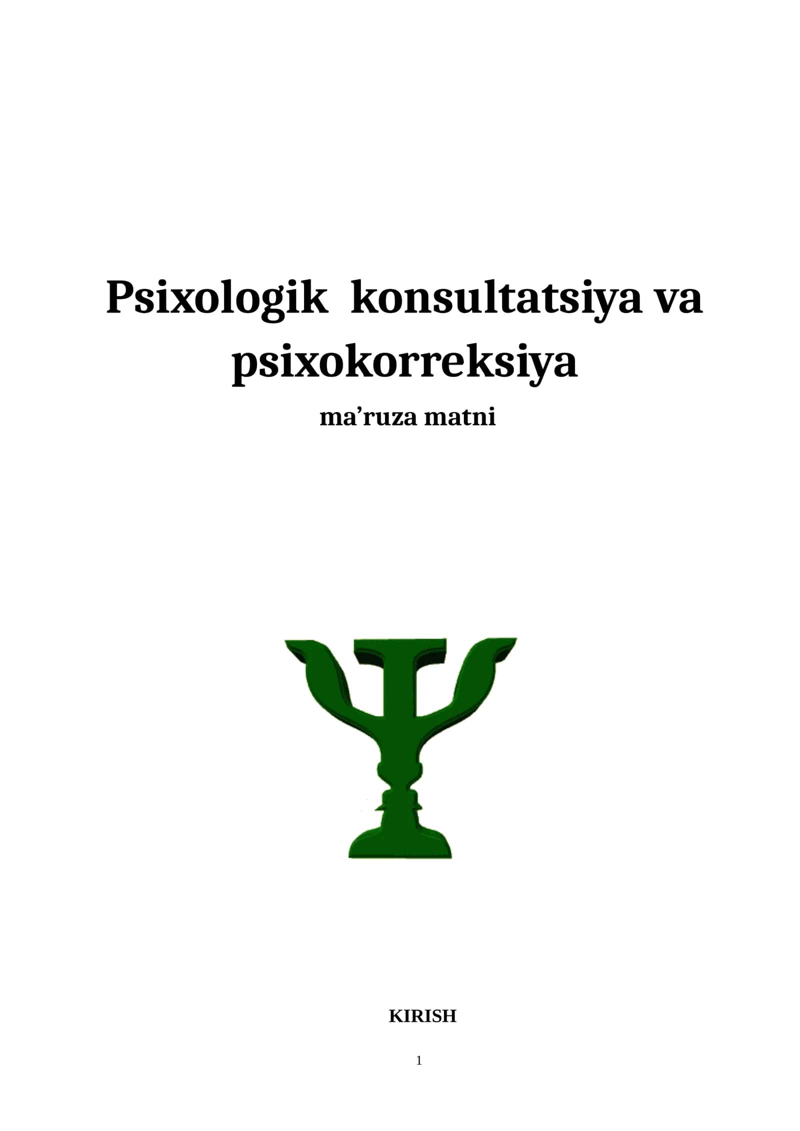 Psixologik konsultatsiya va psixokorreksiya ma’ruza matni
