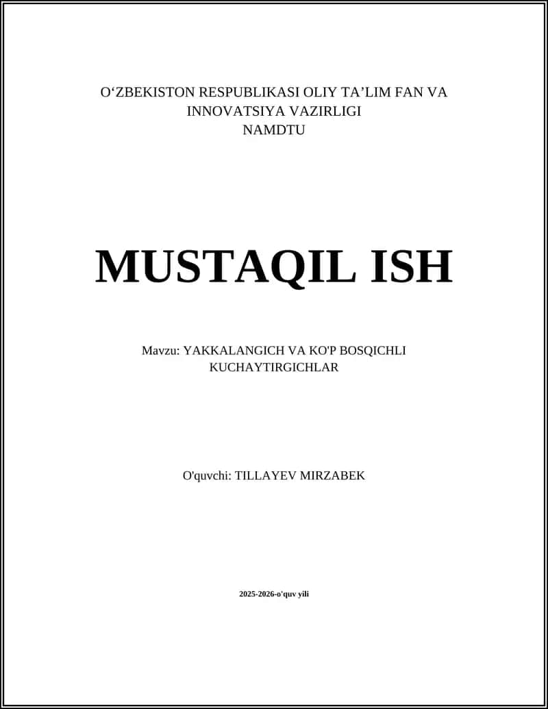 Yakka bosqichli kuchaytirgichlar
