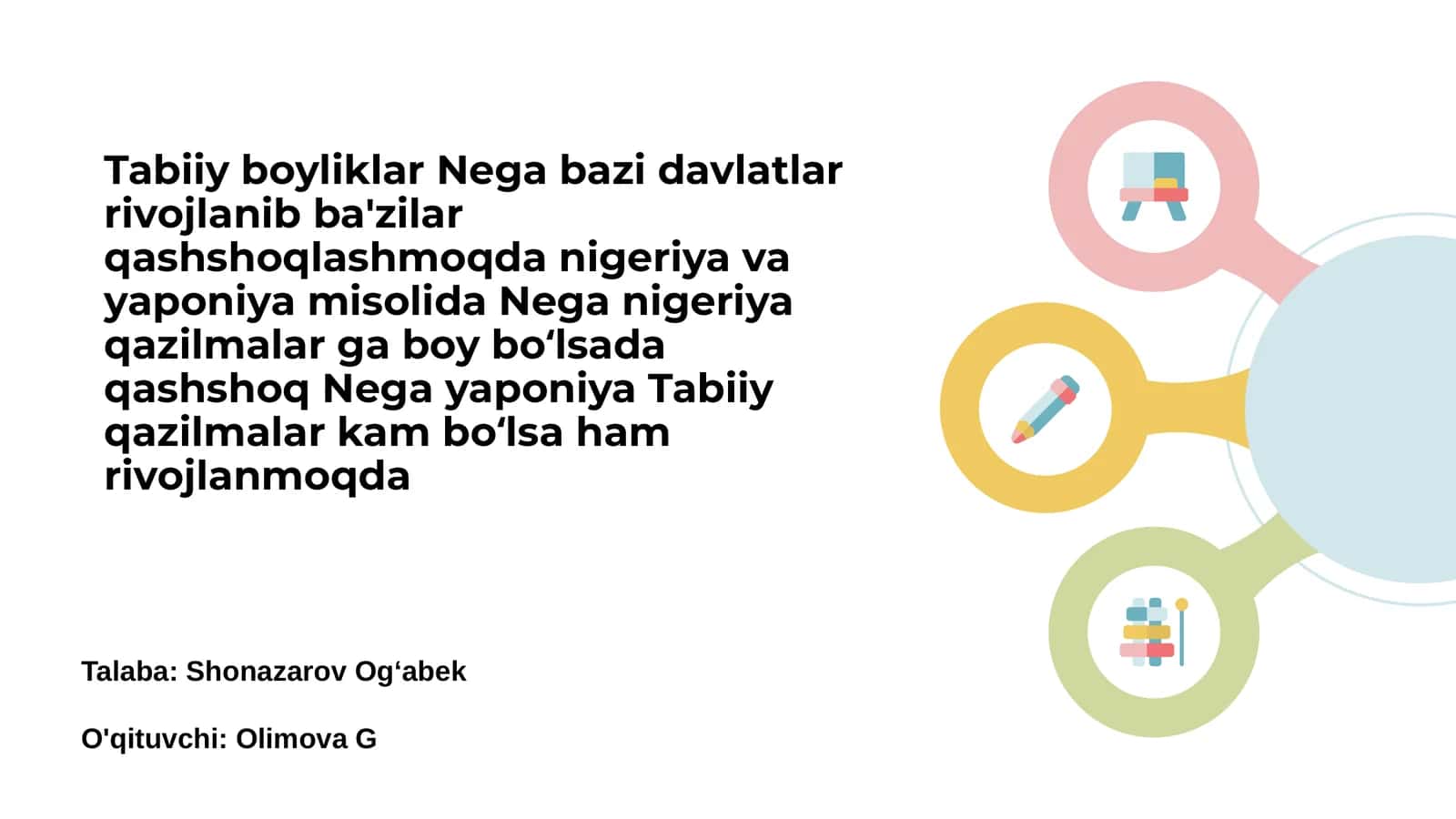 Tabiiy boyliklar va rivojlanish o'rtasidagi bog'liqlik