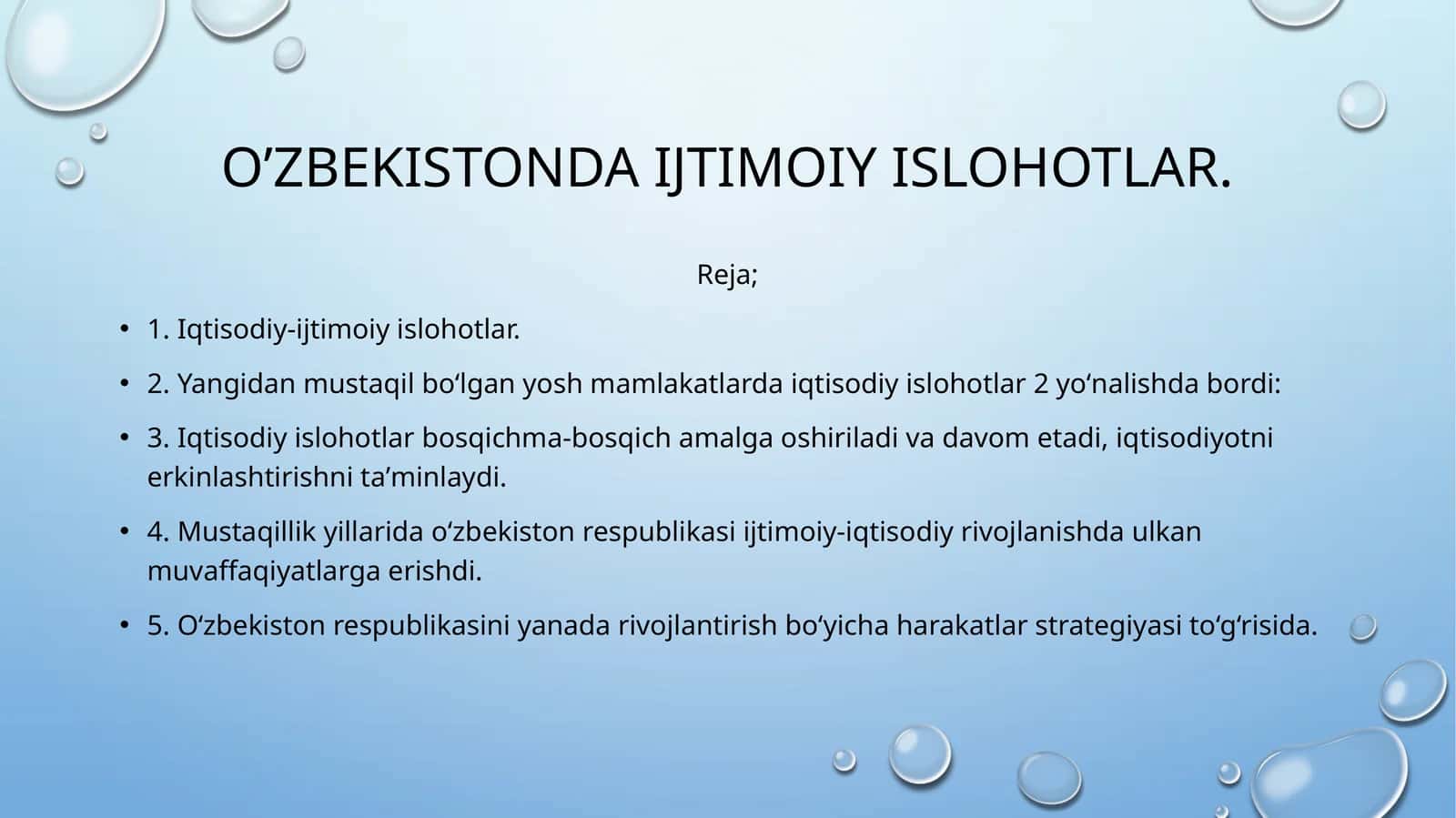 O’zbekistondaijtimoiyislohotlar
