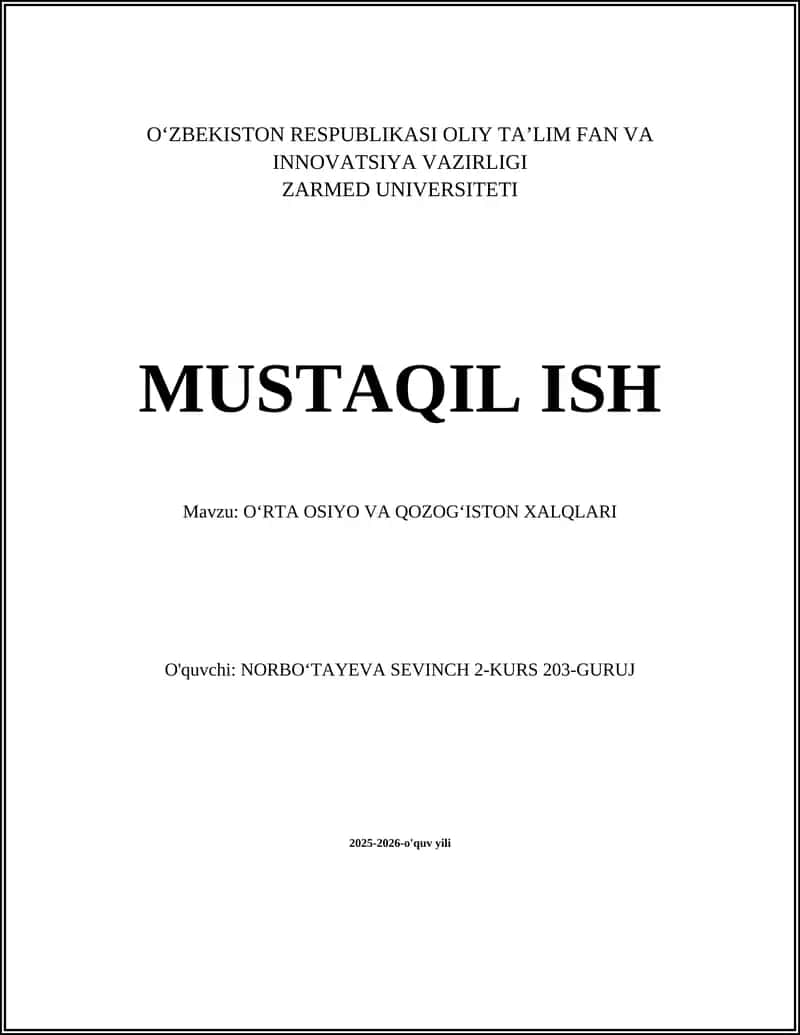 Oʻrta Osiyo va Qozogʻiston xalqlarining etnogenezisi