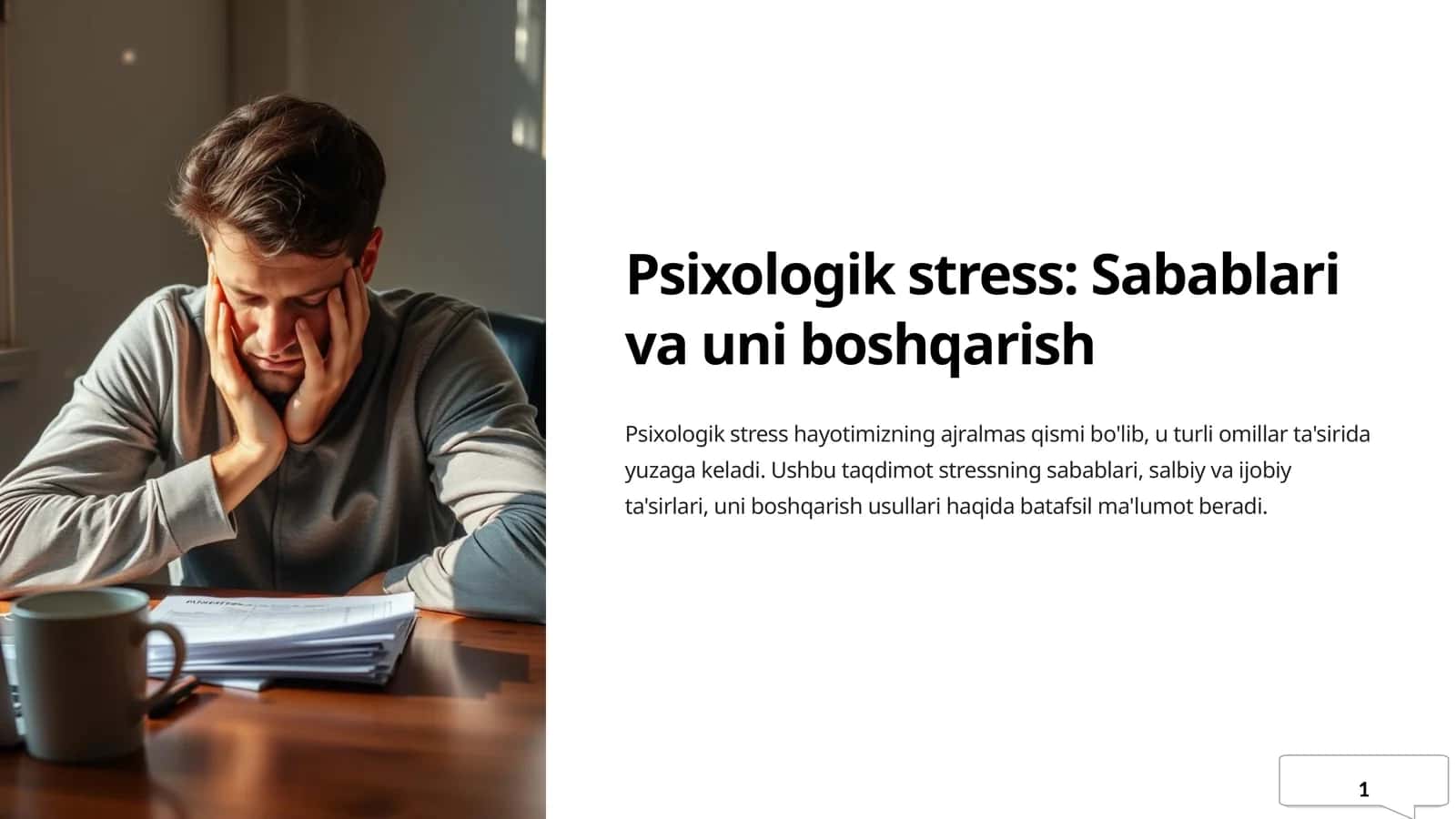 Psixologik stress: Sabablari va uni boshqarish