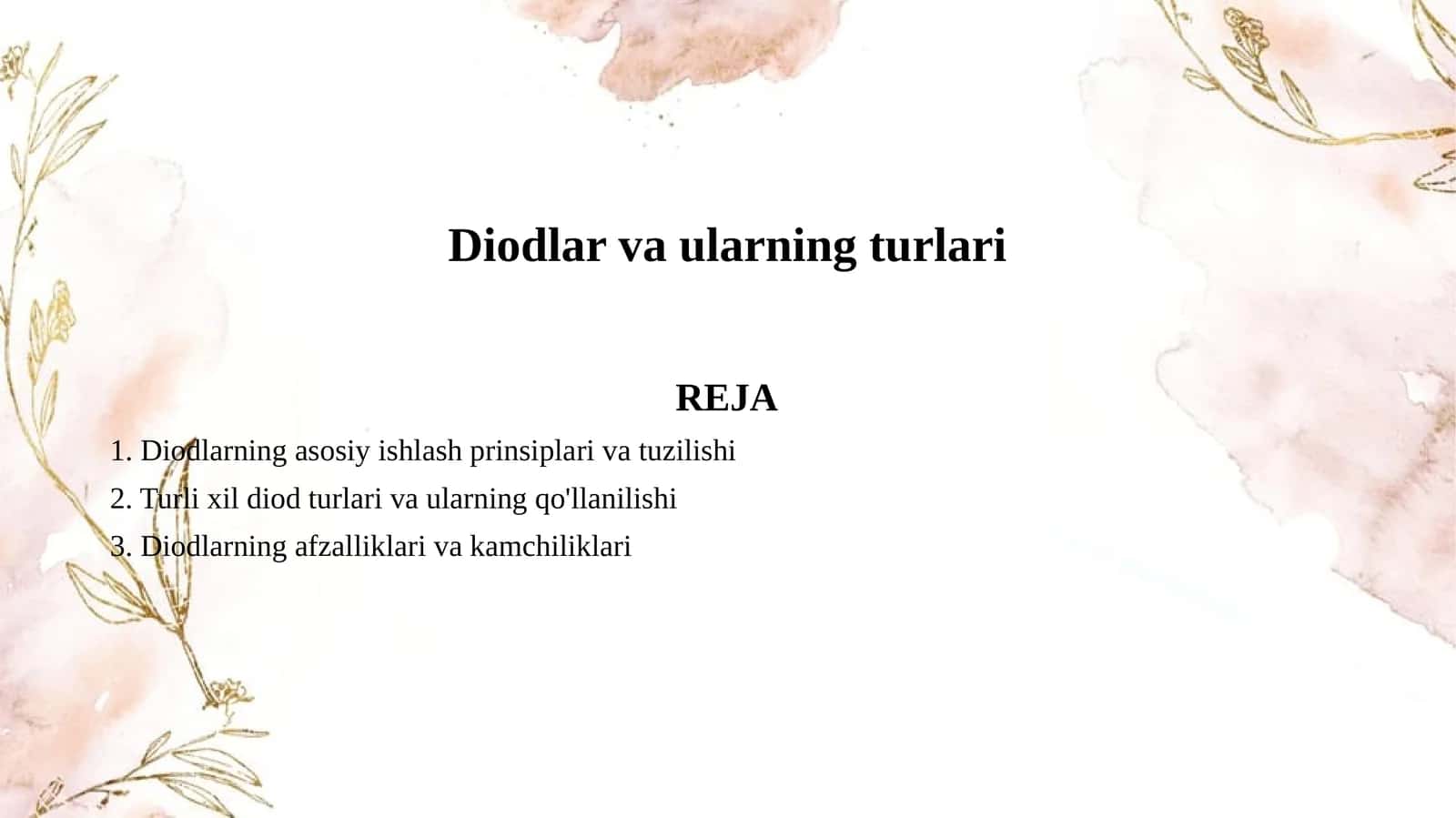 Diodlar va ularning turlari