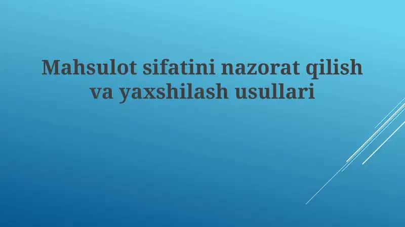 Sifat nazoratining asoslari