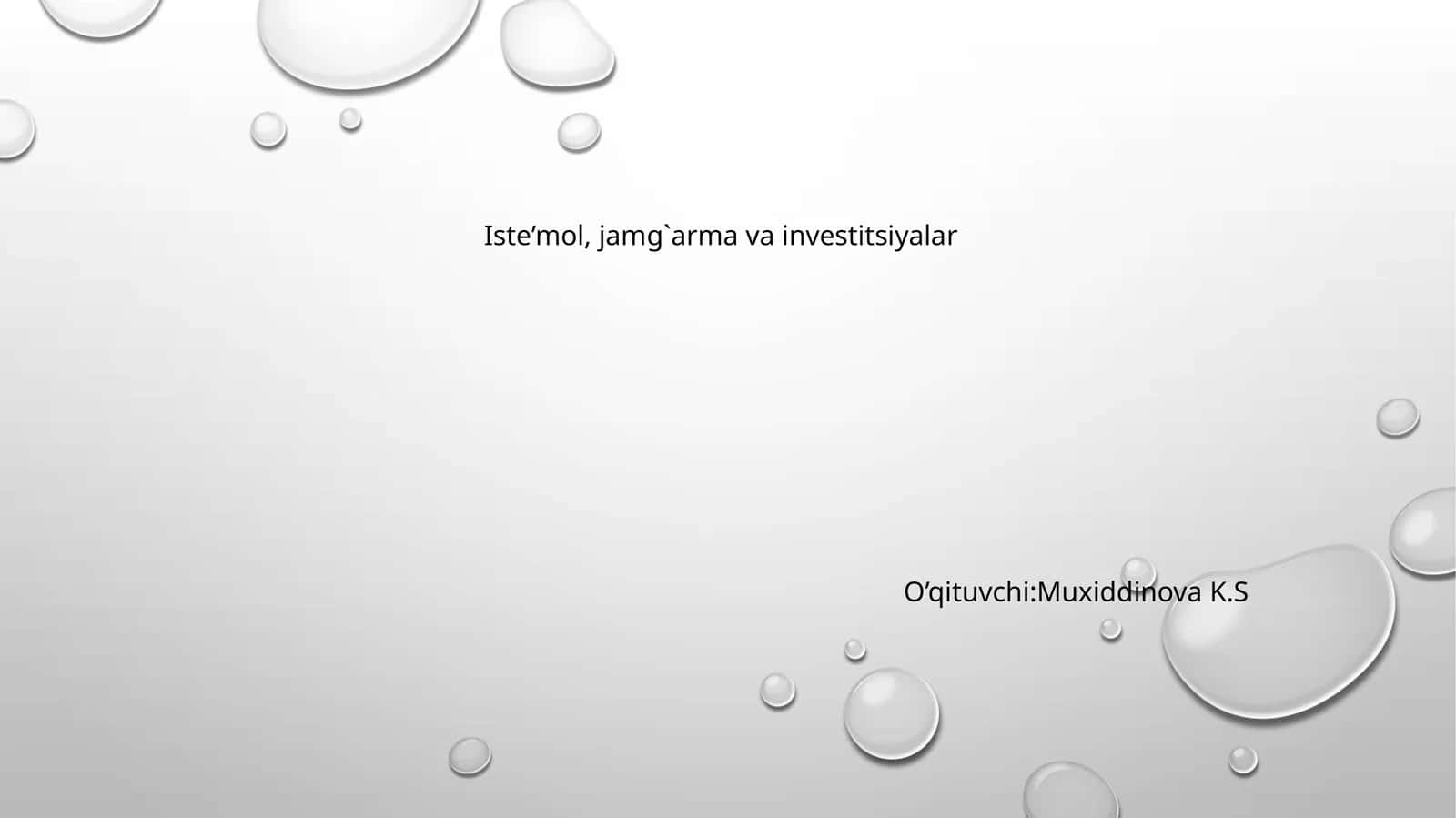 Iste’mol, jamg`arma va investitsiyalar