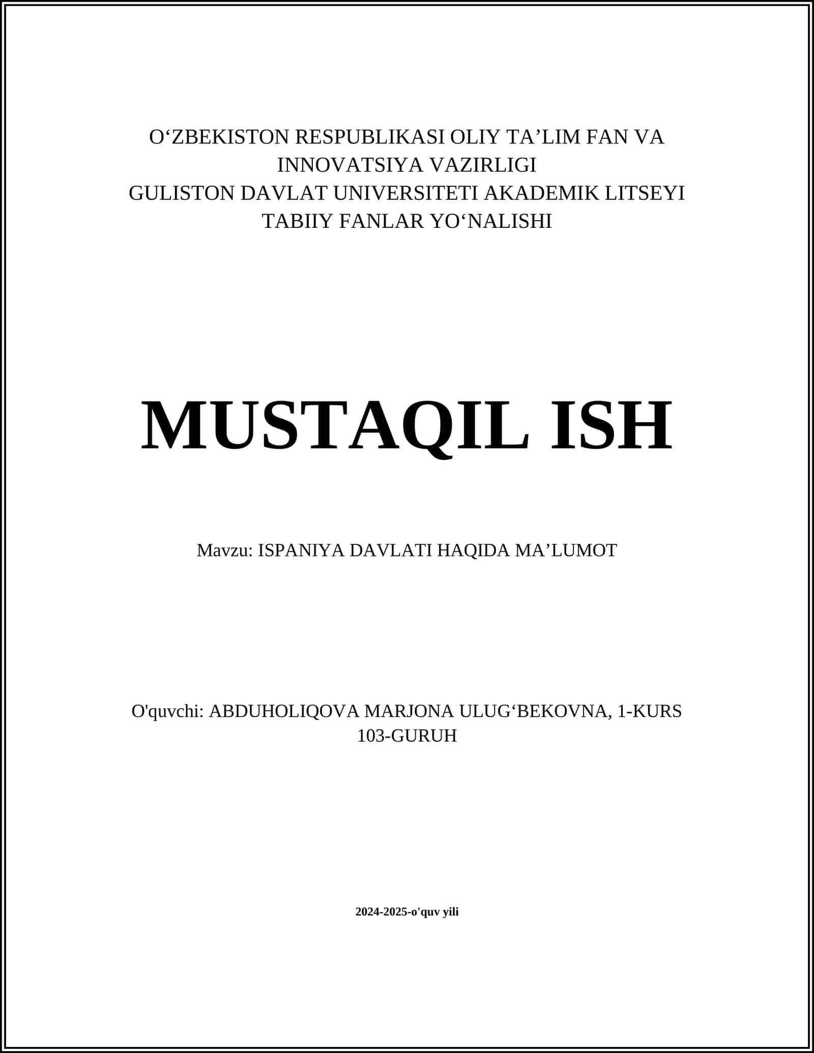 ISPANIYA DAVLATI HAQIDA MAʼLUMOT