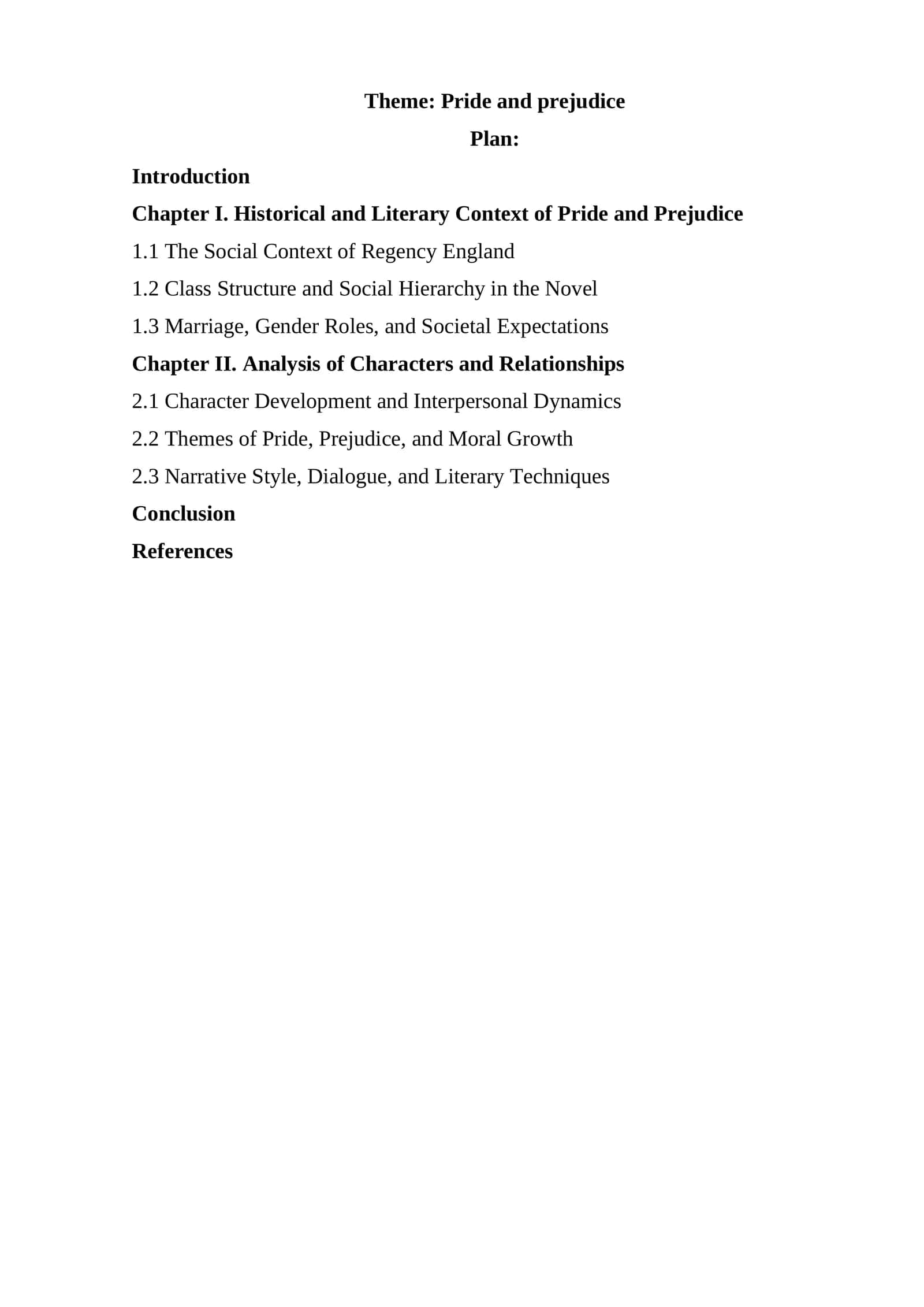 Pride and Prejudice Literary Analysis