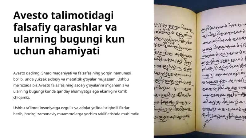 Avesto talimotidagi falsafiy qarashlar va ularning bugungi kun uchun ahamiyati
