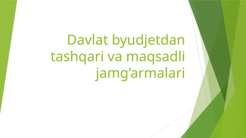 Davlat byudjetdan tashqarivamaqsadli jamg'armalari