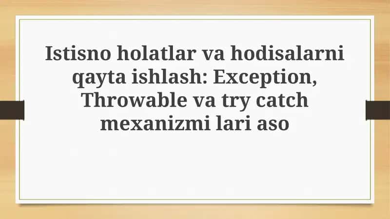 Istisnoholatlarvahodisalarniqaytaishlash