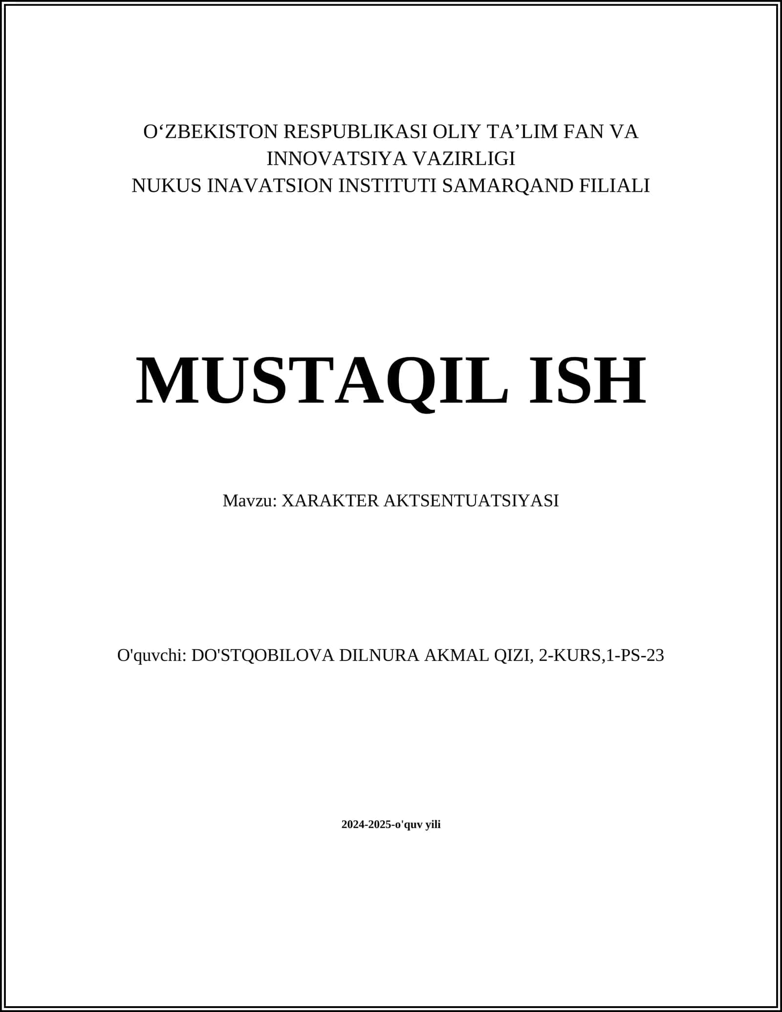 XARAKTER AKTSENTUATSIYASI