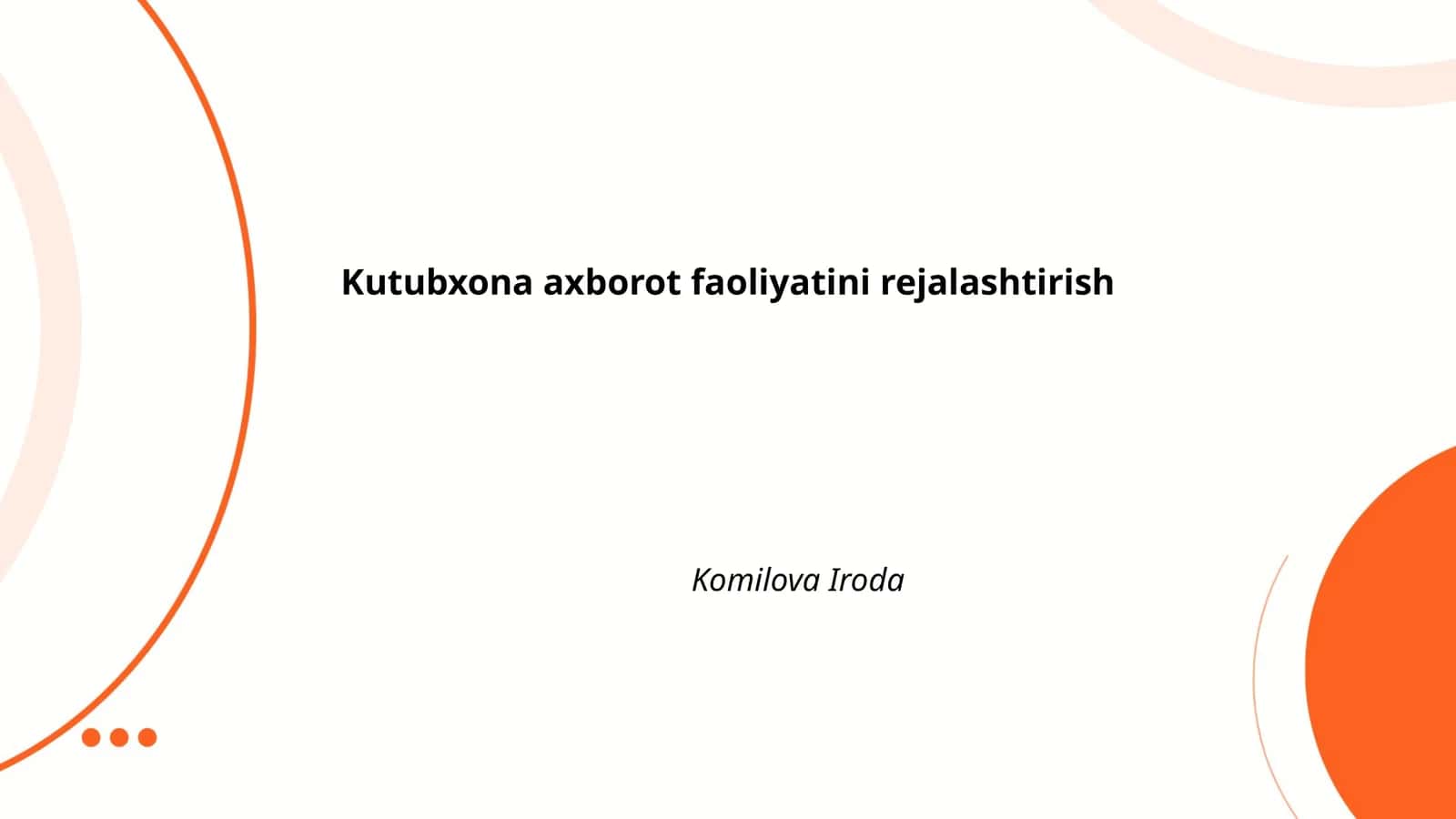 Kutubxona axborot faoliyatini rejalashtirish