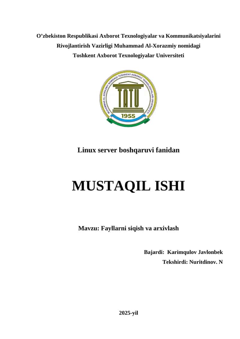Fayllarni siqish va arxivlash