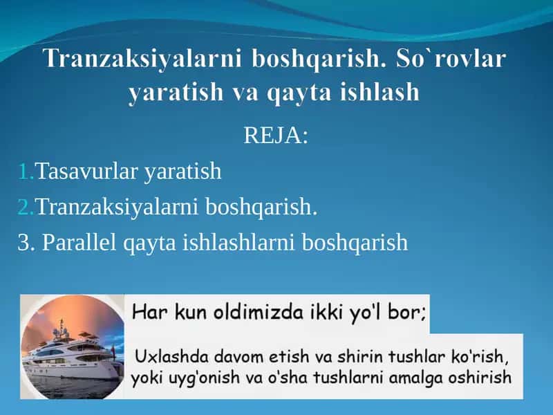 Tashkil qilish nuqtai nazaridan ma’lumot bazasini tarkibiga olish