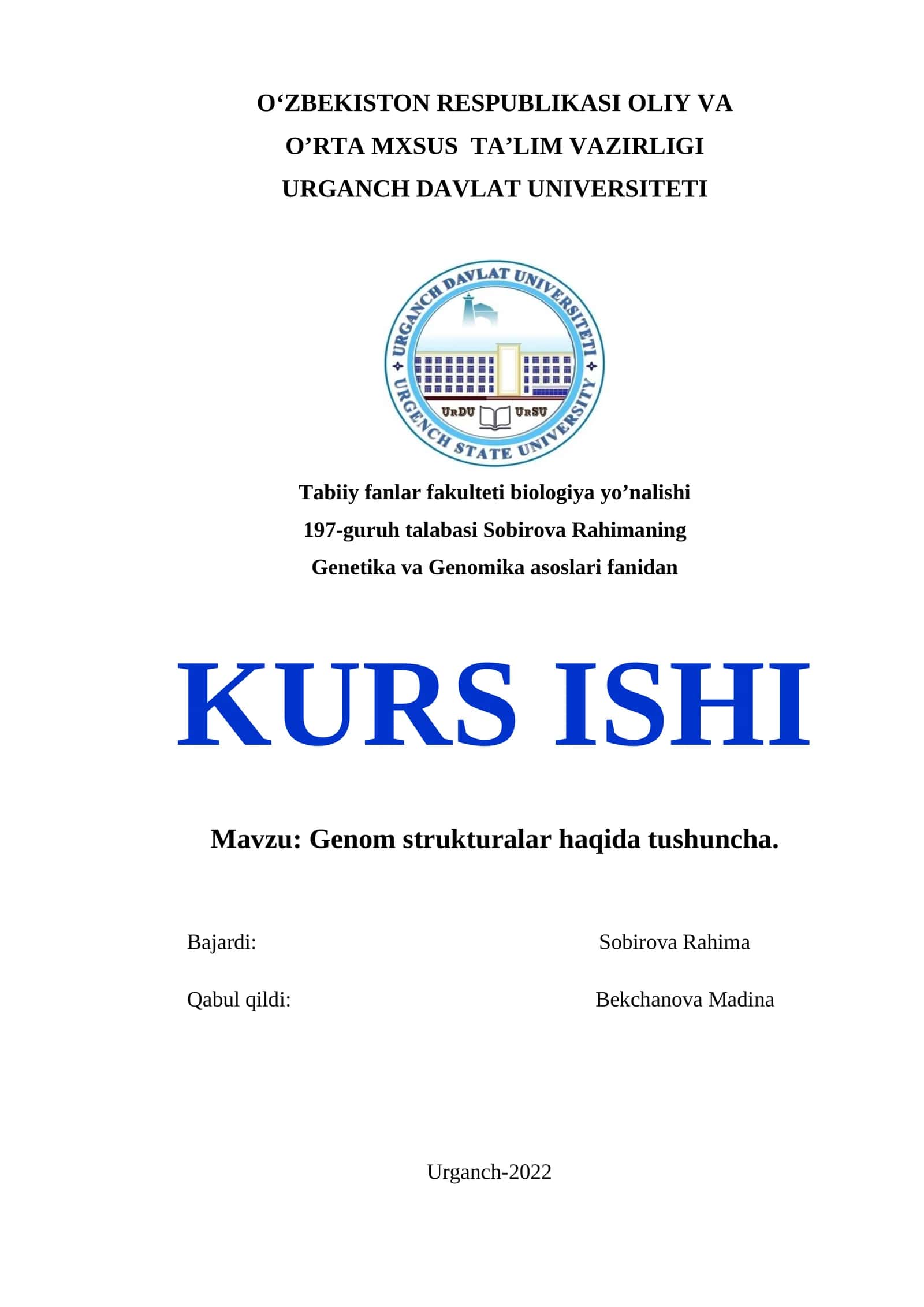 Genom strukturalar haqida tushuncha