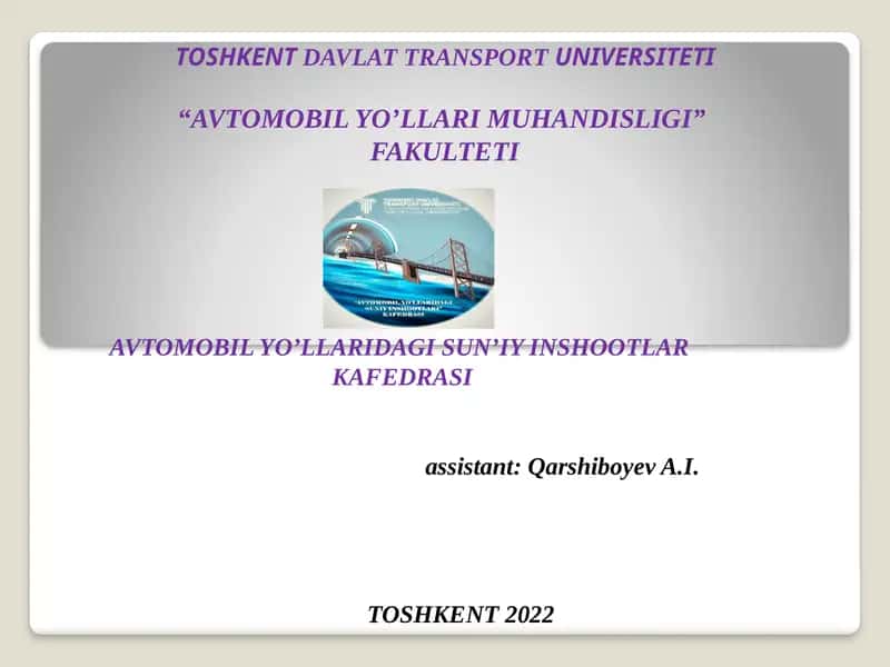 AVTOMOBIL YO’LLARIDAGI SUN’IY INSHOOTLAR