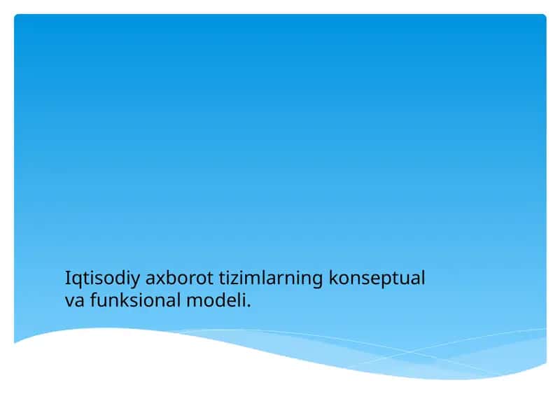 Iqtisodiy axborot tizimlarning konseptual va funksional modeli.