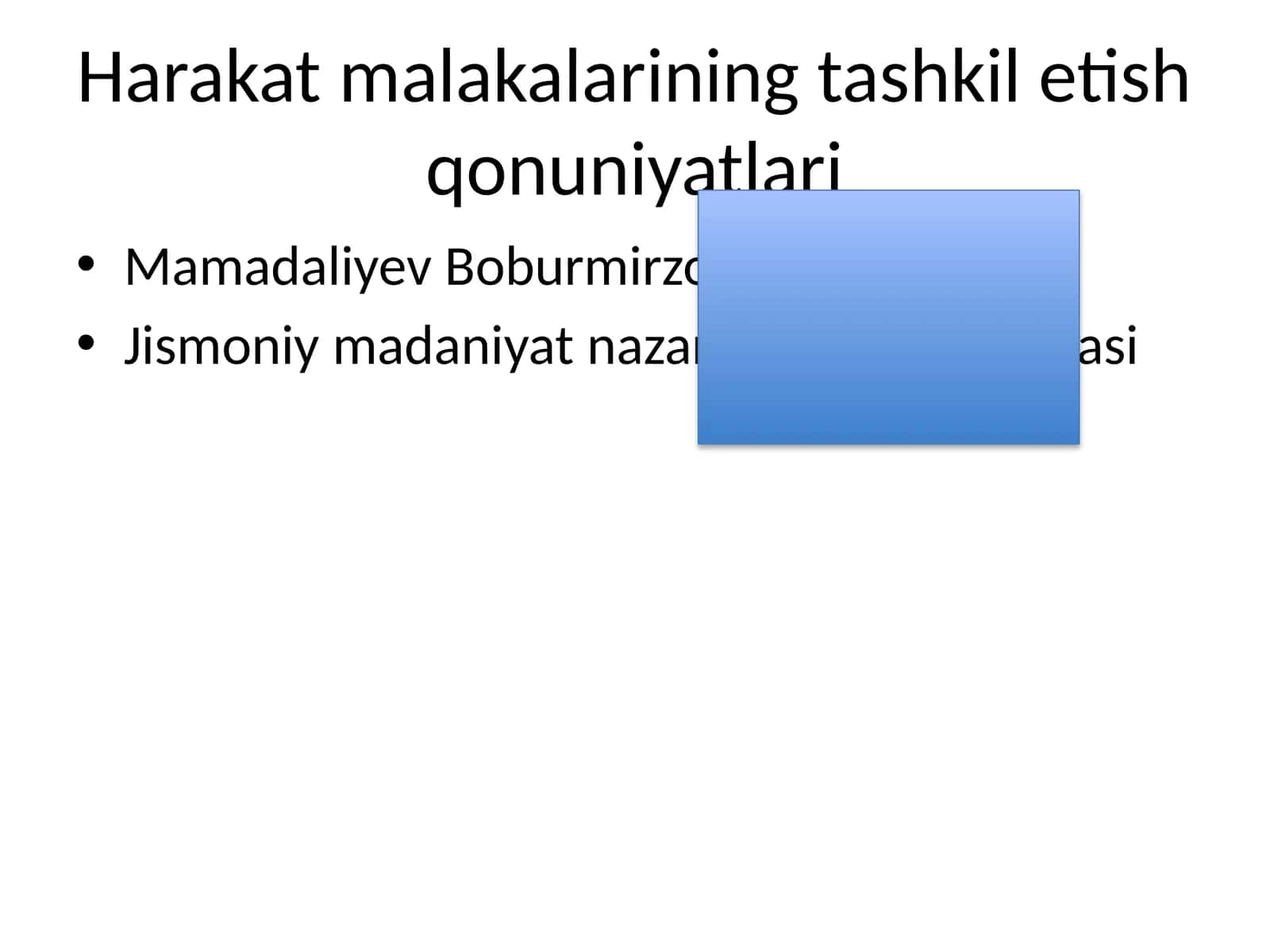 Harakat malakalarining tashkil etish qonuniyatlari