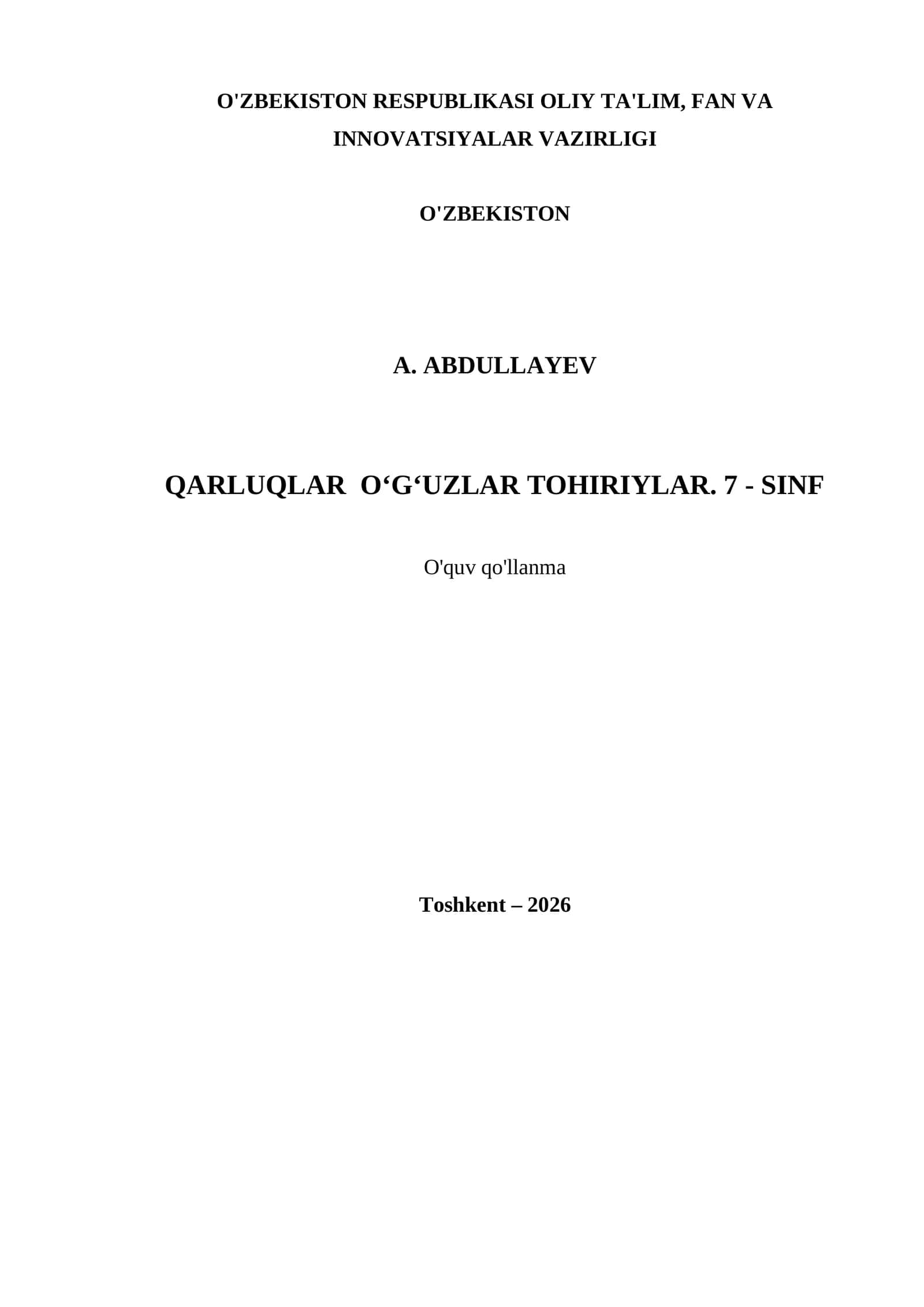 QARLUQLAR O‘G‘UZLAR TOHIRIYLAR. 7 - SINF