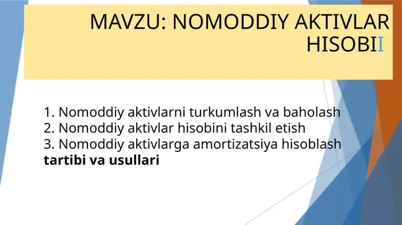 NОMОDDIYАKTIVLАR HISОBII