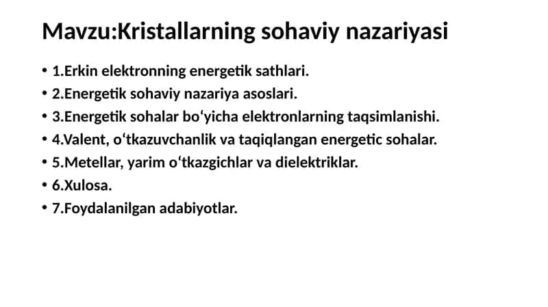 Kristallarning sohaviy nazariyasi