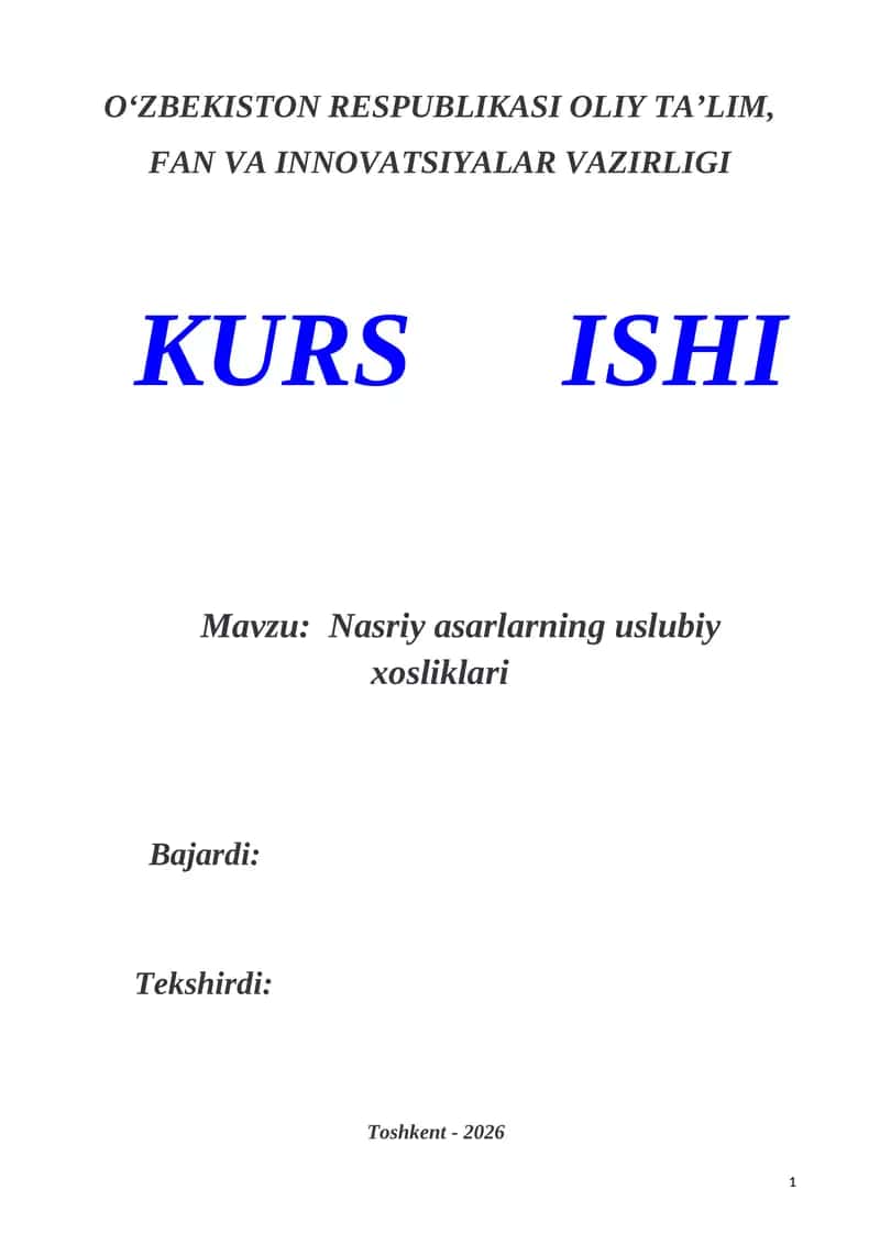 Nasriy asarlarning uslubiy xosliklari