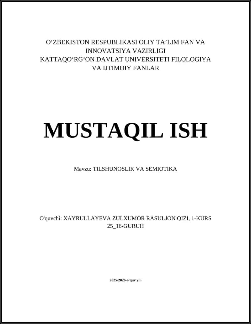 TILSHUNOSLIK VA SEMIOTIKA