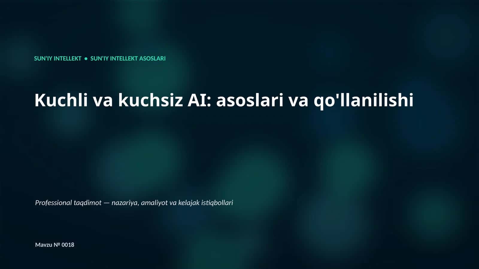 SUN'IY INTELLEKT ASOSLARI