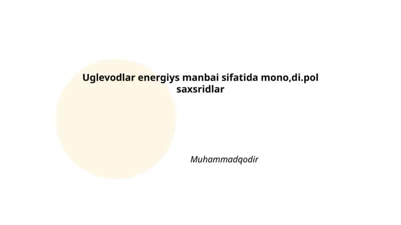 Uglevodlar energiyasi