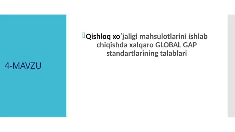 GLOBAL GAPstandartlariningtalablari