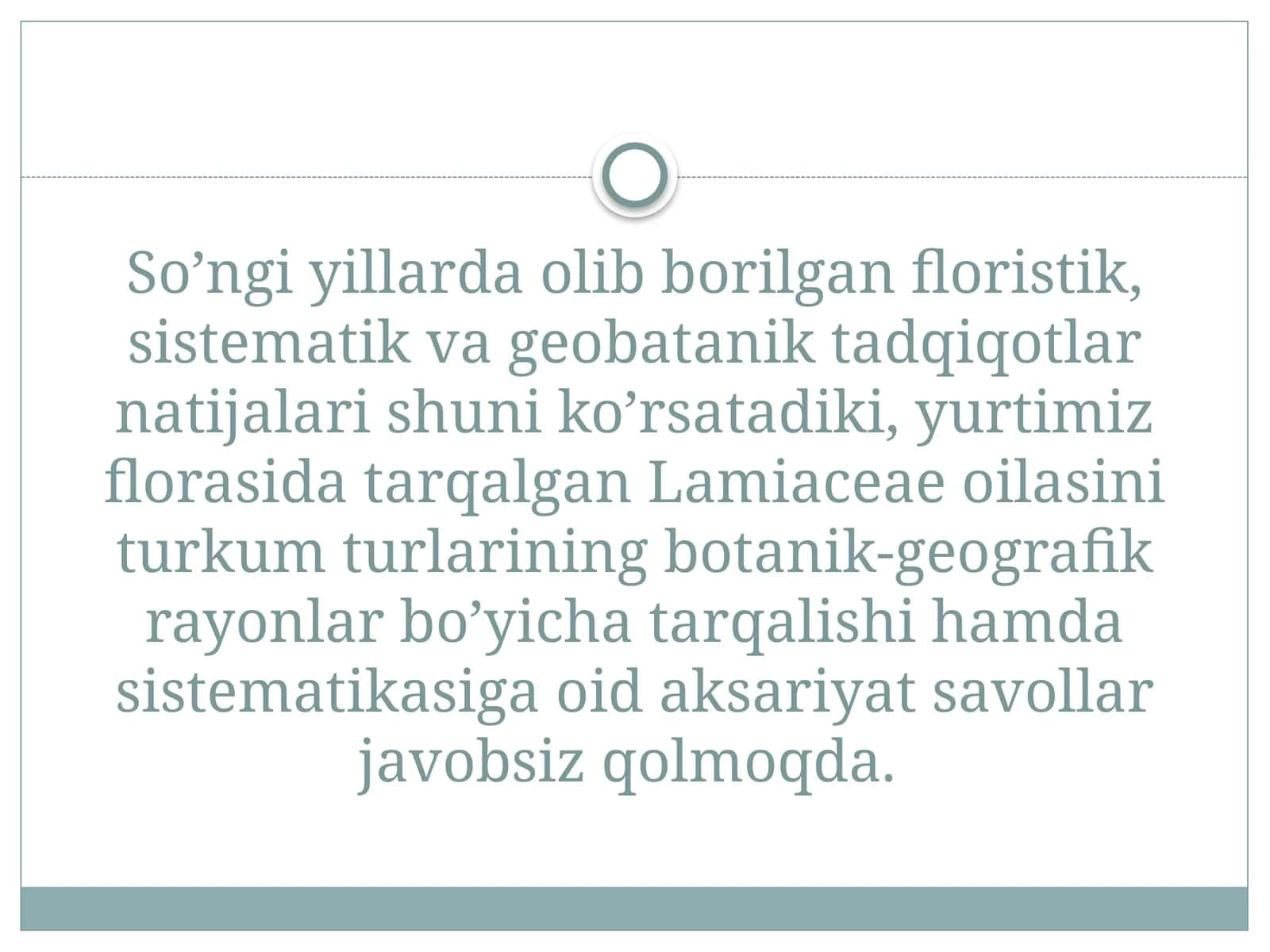 Lamiaceae oilasining botanik-geografik turlarining tarqalishi