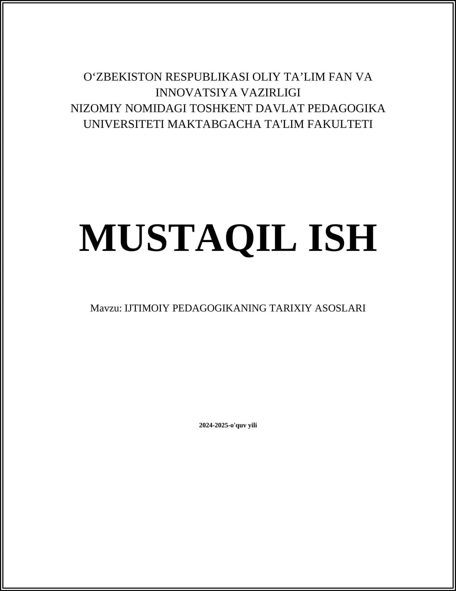 Ijtimoiy Pedagogikaning Tarixiy Asoslari