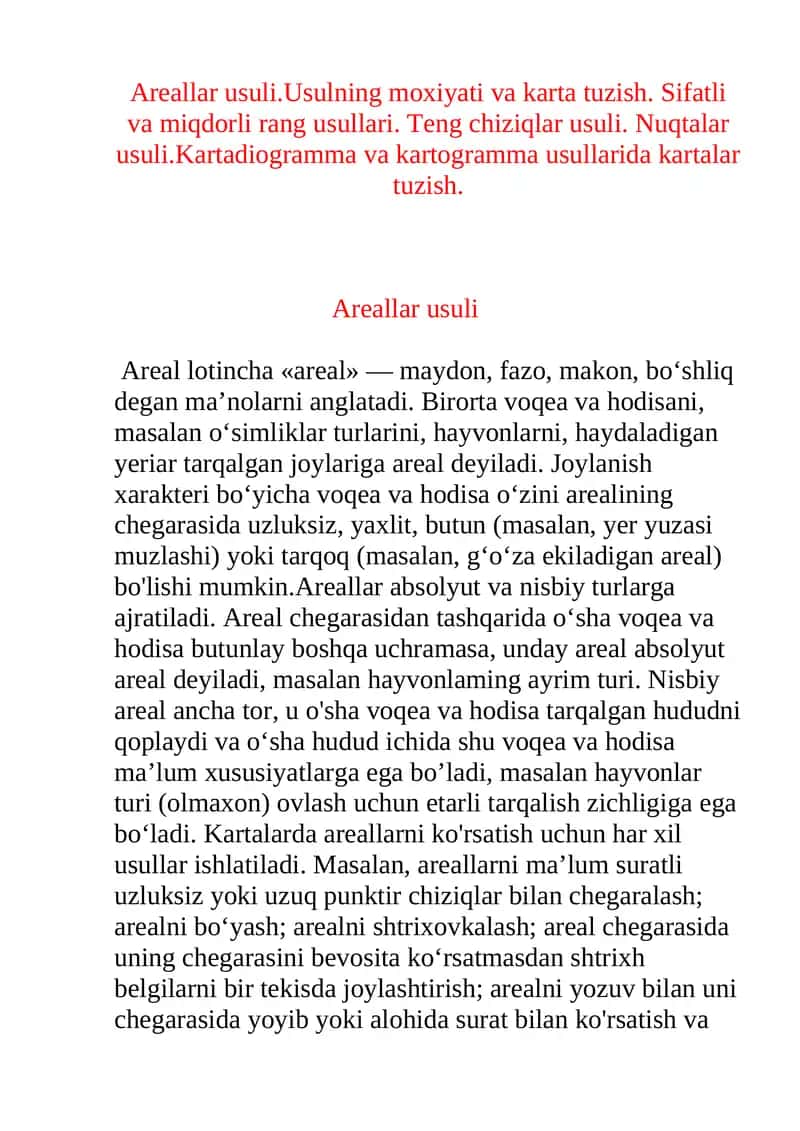 Areallar usuli