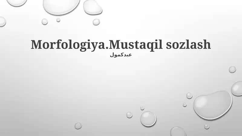Morfologiya.Mustaqil sozlash