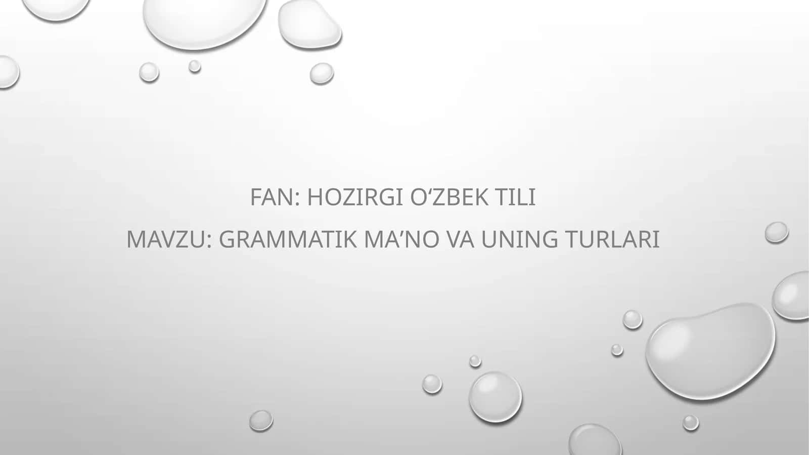 Grammatik maʼno va uning turlari