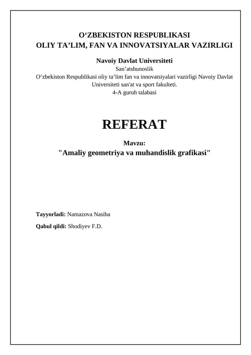 Amaliy geometriya va muhandislik grafikasi