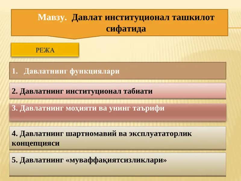Давлатнинг институционал табиати