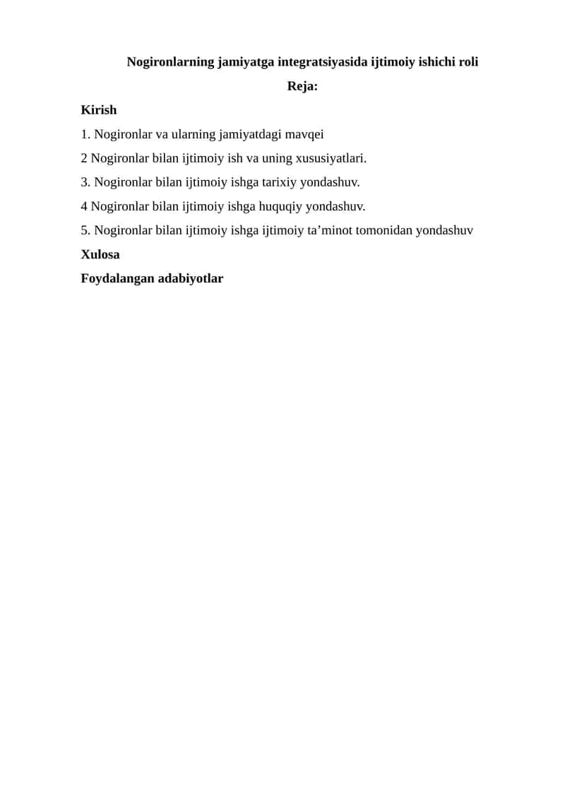 Nogironlarning jamiyatga integratsiyasida ijtimoiy ishichi roli