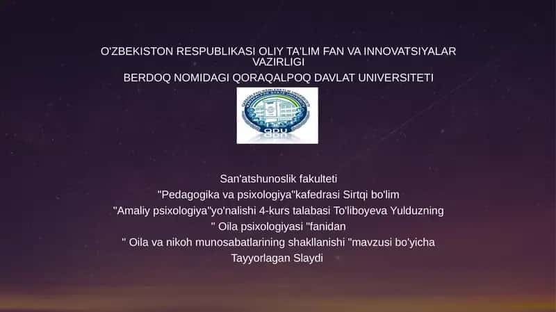 Oilavanikohmunosabatlariningshakllanishi