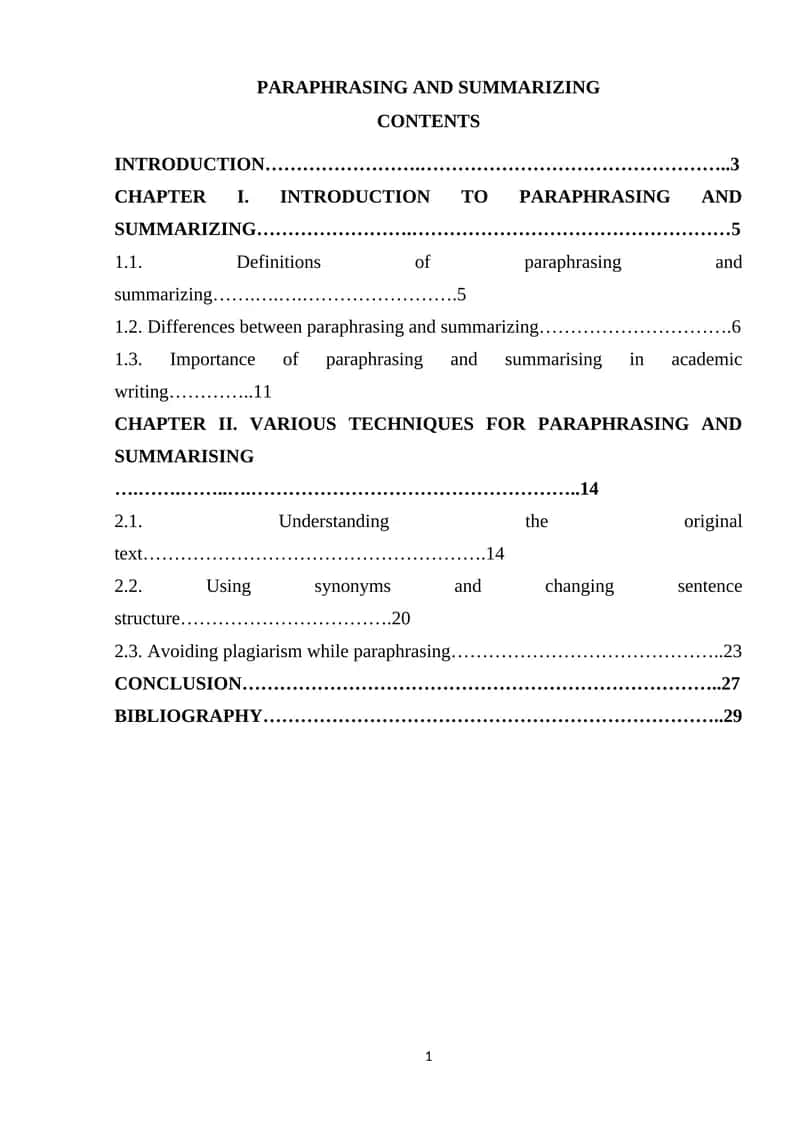 Paraphrasing and Summarizing