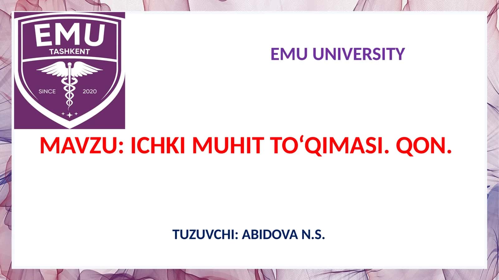 ICHKIMUHIT TO‘QIMASI. QON
