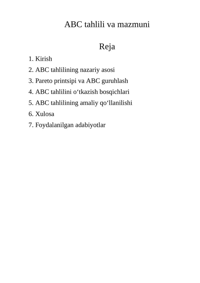 ABC tahlili va mazmuni