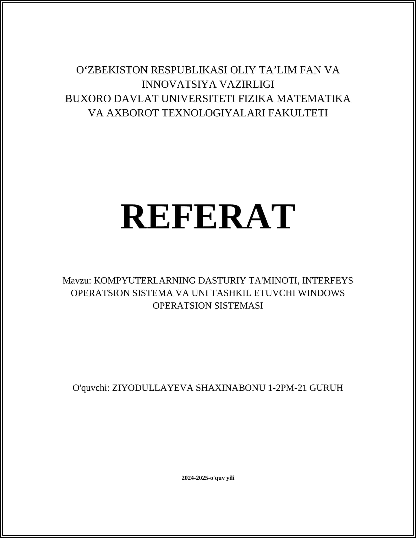KOMPYUTERLARNING DASTURIY TA'MINOTI