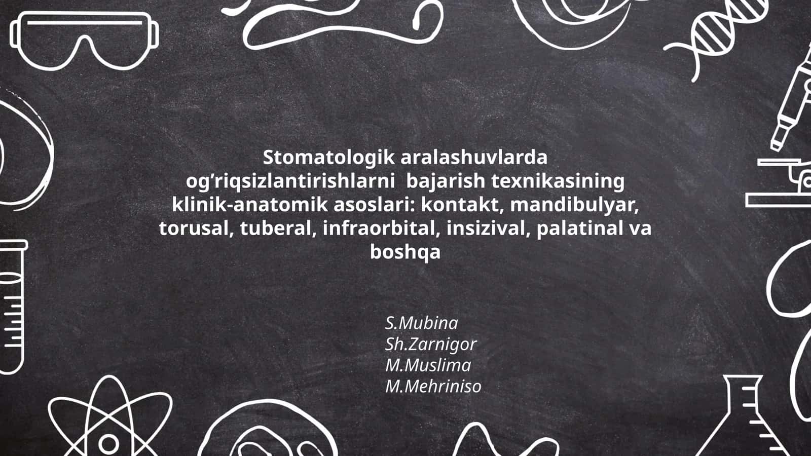 Stomatologik aralashuvlarda og’riqsizlantirishlarni bajarish texnikasining klinik-anatomik asoslari