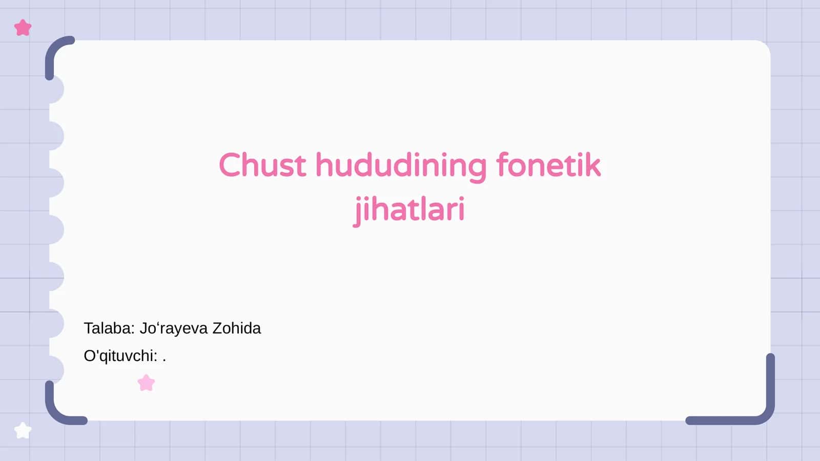 Chust hududining fonetik jihatlari