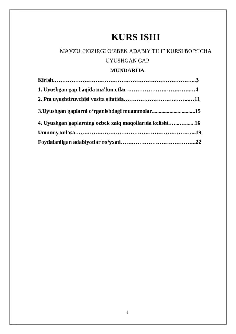 HOZIRGI O‘ZBEK ADABIY TILI” KURSI