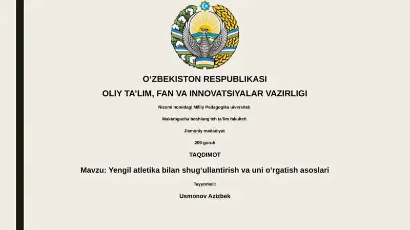 Yengil atletika bilan shugʻullantirish va uni oʻrgatish asoslari
