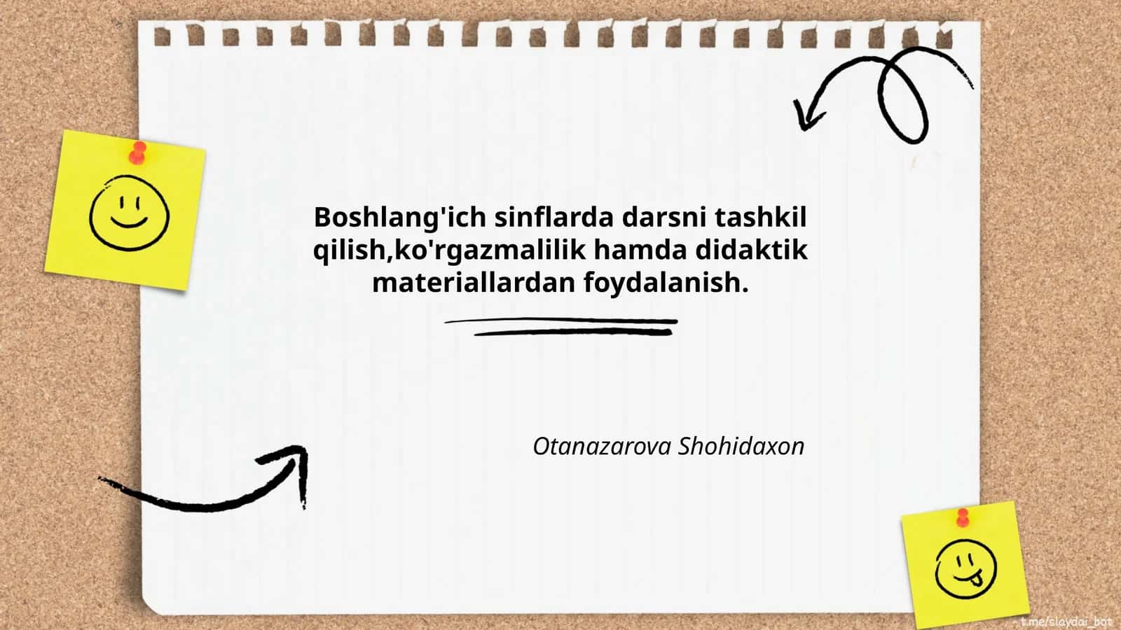 Boshlang'ich sinflarda darsni tashkil qilish,ko'rgazmalilik hamda didaktik materiallardan foydalanish